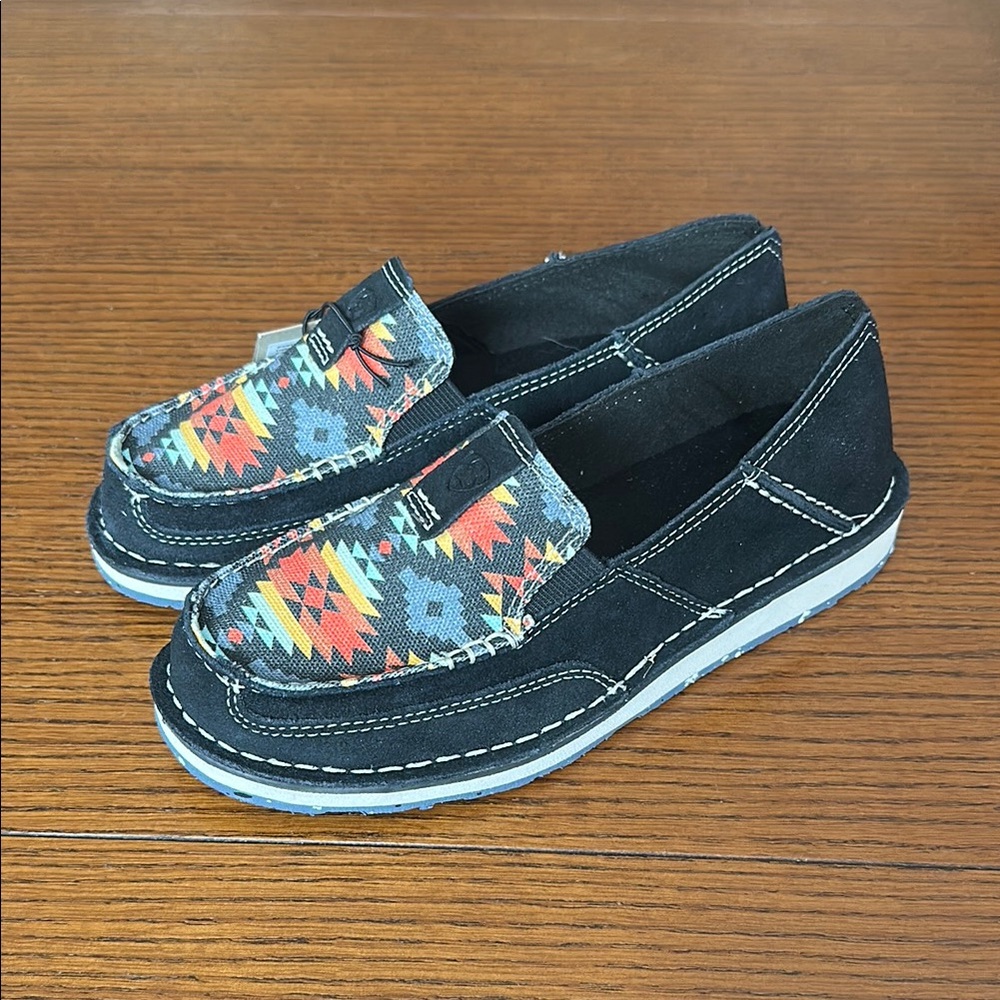 Womens Aztec Black and Multicolor Slip-On Shoes